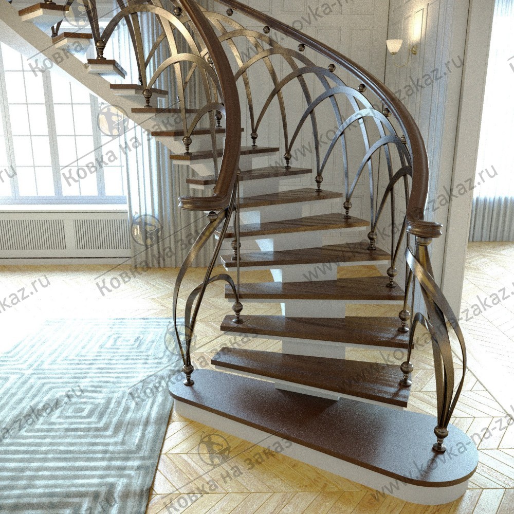 Эскизный проект дизайнерского ограждения для&nbsp;винтовой лестницы, фото 1