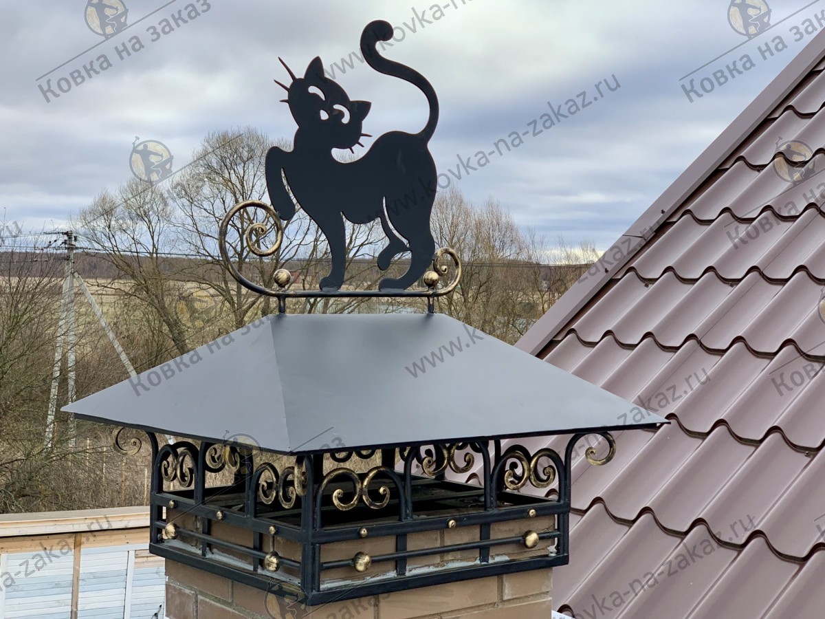 Кованый дымник с&nbsp;фигурой кота для&nbsp;загородного дома в&nbsp;Чехове, фото 2